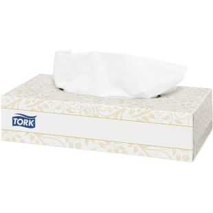 Tork Premium, 100 шт., Салфетки косметические Торк, супермягкие, 2-х слойные, 20х20 см