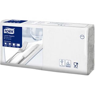 Tork Universal, 150 шт, Салфетки бумажные Торк, трехслойные, белые, 33 х 33 см