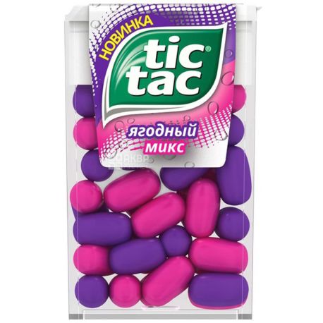Tic Tac, Ягодный микс, 16 г, Драже со вкусом малины и голубики