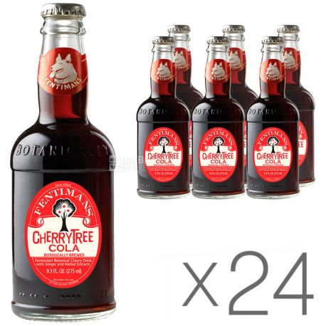 Fentimans, Cherry Tree Cola, Pack of 24 x 0.275 L, Fentimans, Cherry Cola, Lemonade, glass