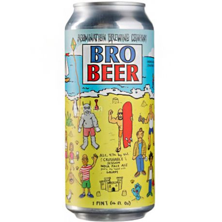 Bro Beer, 0,473 л, Бро бир, Пиво светлое нефильтрованное, ж/б