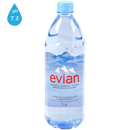 Evian 1 liter, Still Water, PET, PAT