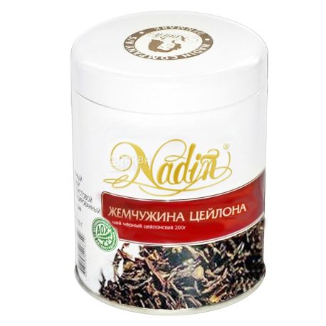 Nadin, Жемчужина Цейлона, 150 г, Чай Надин, черный, крупнолистовой, ж/б