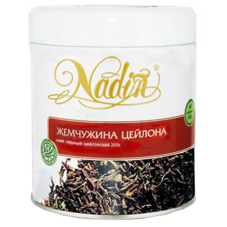 Nadin, Жемчужина Цейлона, 150 г, Чай Надин, черный, крупнолистовой, ж/б