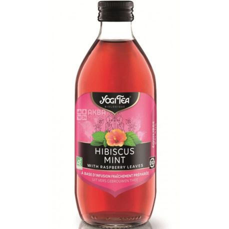Yogi Tea, Hibiscus Mint, 330 мл, Холодний чай Гібіскус-М'ята з листям малини, органічний