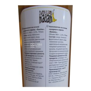 Sweet Madam, Vanilla, 0,7 л, Сироп Свит Мадам, Ваниль, ПЭТ