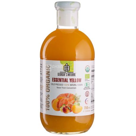 Georgia`s Natural, Essential yellow, 750 мл, Фруктово-овощной сок холодного отжима, органический