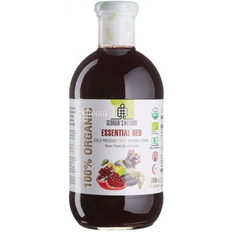 Georgia`s Natural, Essential red, 750 мл, Фруктово-овочевий сік холодного віджиму, органічний