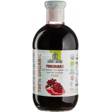 Georgia`s Natural, Pomegranate, 750 мл, Гранатовий сік без цукру, органічний