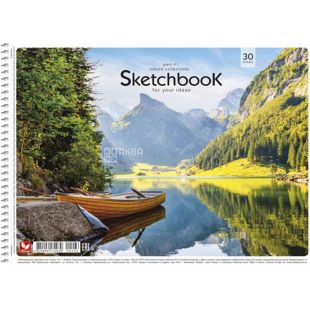 Школярик, 30 аркушів, Альбом для малювання на спіралі, А4, асорті