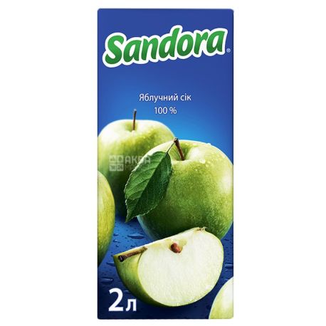 Sandora, Яблочный, 2 л, Сандора, Сок натуральный