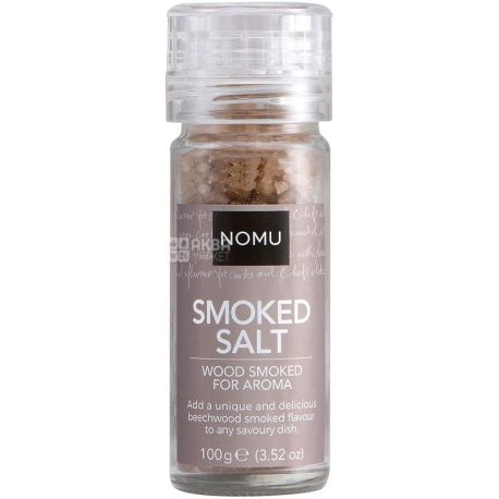 NOMU smoked salt, 100 г, Сіль копчена, морська, млинок