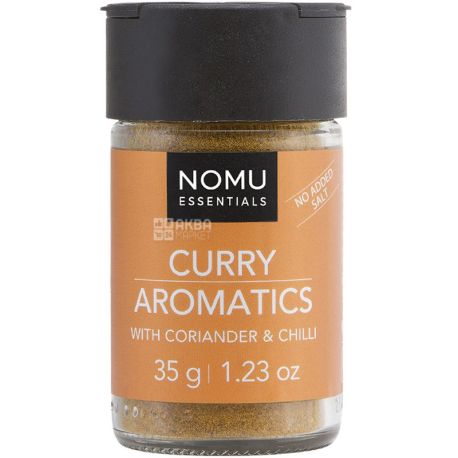 NOMU, Curry aromatics, 35 г, Суміш спецій, Коріандр і індійський каррі з чилі