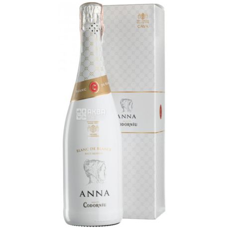 Codorniu, Anna Blanc de Blancs Brut Reserve, 0,75 л, Вино біле ігристе, брют, подарункова упаковка