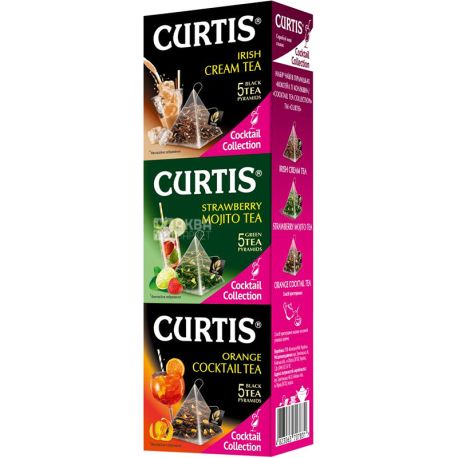 Curtis, Cocktail Collection, Набір чорного і зеленого чаю, 3 шт. х 5 пак