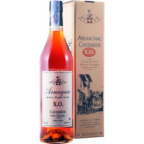 Armagnac Castarede, XO, 0,7 л, Арманьяк выдержанный, подарочная упаковка