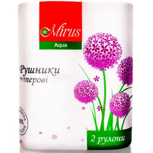 Mirus, 2 рул., Рушники паперові Мірус, 2-шарові, білі, 12 м, 80 аркушів, 230х150 мм
