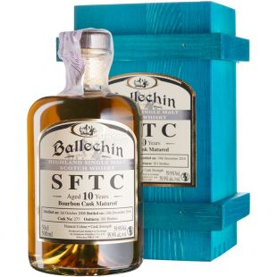 Ballechin, Straight from the Cask Bourbon 10yo, 0,5 л, Виски односолодовый, выдержанный, подарочная упаковка
