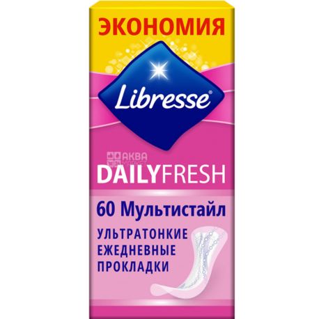 Libresse, Dailyfresh Multistyle, 60 шт, Ежедневные прокладки