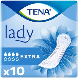 Tena, Lady Extra, 10 шт, Урологічні прокладки, 4 краплі, без крилець