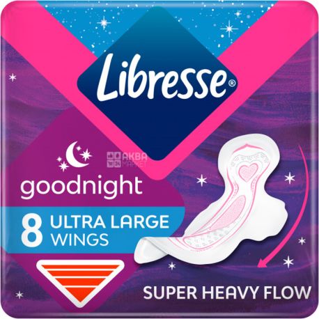 Libresse Ultra Goodnight Soft, 8 шт., Лібресс Ультра Гуднігт Софт, Прокладки гігієнічні, 7 крапель