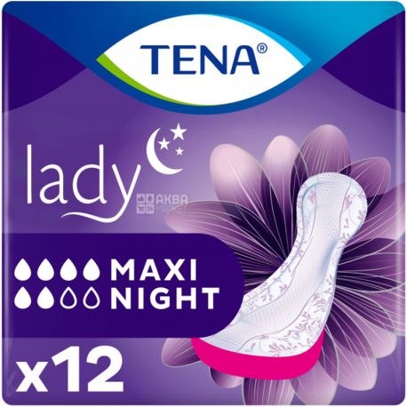 Tena Lady Maxi Night, 12 pcs., Tena Lady Maxi Knight, Urological Pads, 6 drops