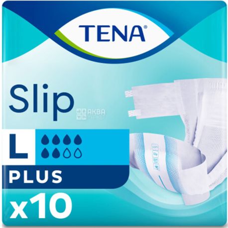 Tena Slip Plus, 10 шт, Підгузки для дорослих, L, 6 крапель