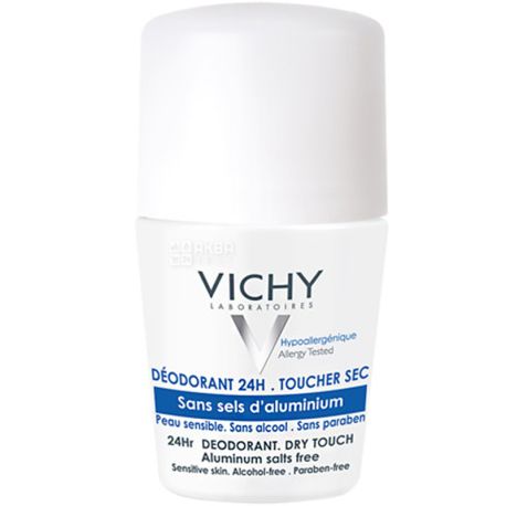 Vichy, Anti-Perspirant, 50 мл, Шариковый дезодорант для чувствительной кожи, 48 часов