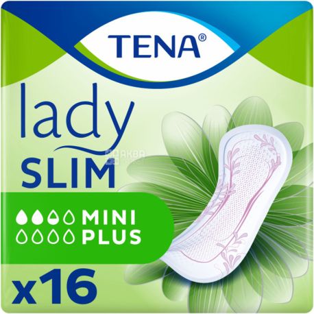 Tena Lady Slim Mini Plus, 16 шт., Тена Леди Слим Мини Плюс, Прокладки урологические, 2 капли