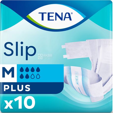 Tena Slip Plus, 10 шт, Подгузники для взрослых, M, 6 капель