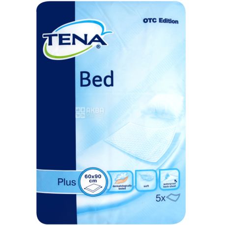 Tena Bed Plus, 5 шт., Тена Бед Плюс, Пеленки одноразовые впитывающие, размер 60x90 см
