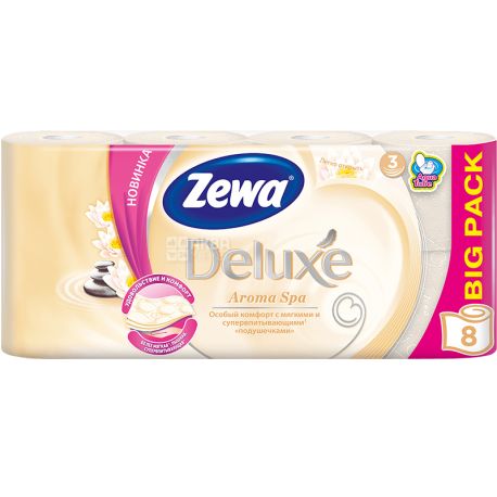 Zewa Deluxe Aroma Spa, 8 рул., Зева Делюкс Арома Спа, туалетний папір, 3-х шарова