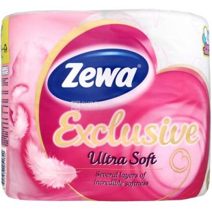 Zewa Exclusive, 4 рул., Зева Ексклюзив, Туалетний папір, 4-х шарова