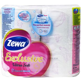Zewa Exclusive, 4 рул., Зева Эксклюзив, Туалетная бумага, 4-х слойная
