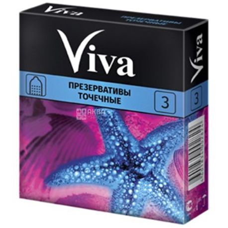 Viva, 3 шт., Вива, Презервативы Точечные