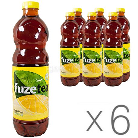 Fuzetea, Упаковка 6 шт по 1,5 л, Чай холодний, чорний, Лимон