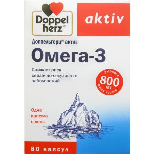 Doppelherz Aktiv, 80 таб., Доппельгерц Актив, Биодобавки, Омега-3