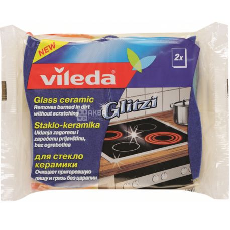 Vileda, Glitzi Ceran, 2 шт., Губка кухонна для склокерамічних плит