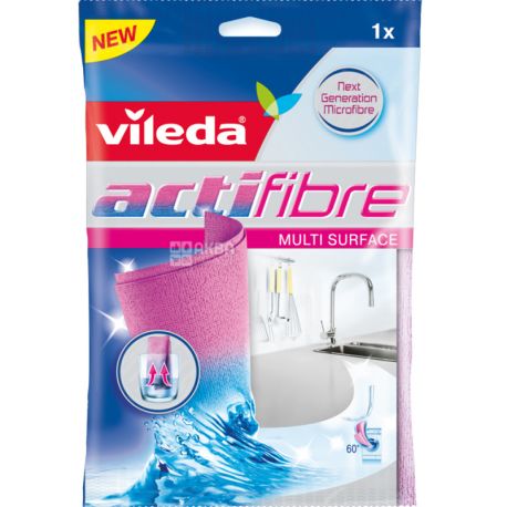 Vileda, ActiFibre, 29 x 29 см, Салфетка с микрофиброй