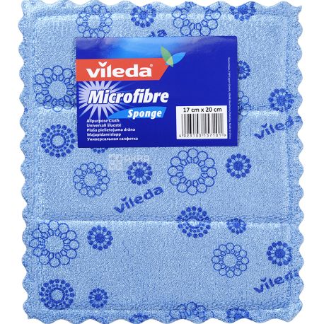 Vileda, Micro and Sponge, 17 x 20 см, Серветка для миття посуду, а всортименті