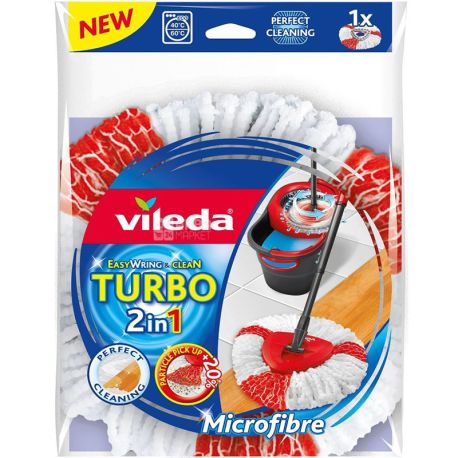 Vileda, EasyWring Clean Turbo 2в1, Моп сменный для швабры, 21 см