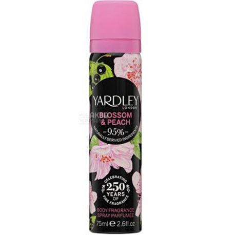 Yardley, Blossom & Peach, 75 мл, Дезодорант-спрей для женщин, парфюмированный
