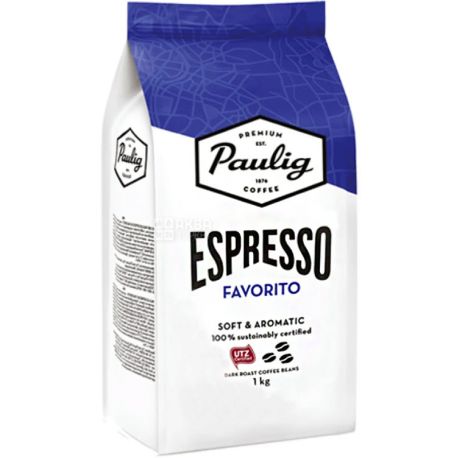 Paulig Espresso Favorito, 1 кг, Кофе, темная обжарка, в зернах