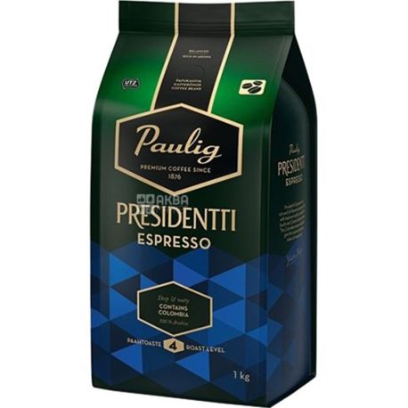 Paulig, Presidentti Espresso, 1кг, Кава, середня обжарка, в зернах