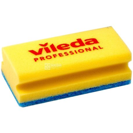 Vileda Professional, 1 шт, Губка для ванны, с синим абразивом, 13 х 16,5 см