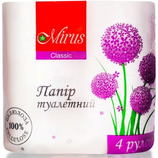 Mirus, 4 рул., Мирус, Туалетний папір, 2-х шаровий, 18 м