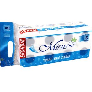Mirus, 8 рул., Мирус Економ, Туалетний папір, 2-х шаровий, 18 м