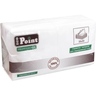 Mirus Eco Point, 200 шт., Серветки паперові Мірус, одношарові, білі, 33х33 см