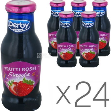 Derby Blue, Упаковка 24 шт. х 0,2 л, Сік натуральний, Полуниця, скло