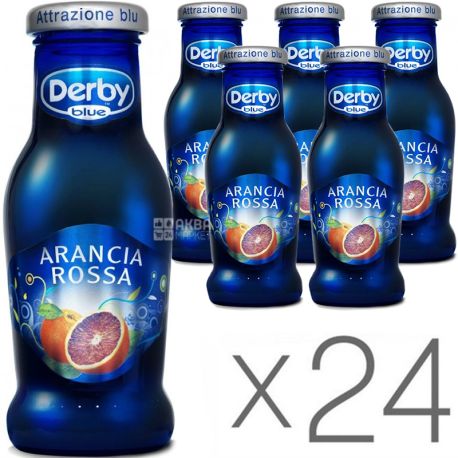 Derby Blue, Упаковка 24 шт, по 0,2 л, Нектар натуральний, Червоний апельсин, скло